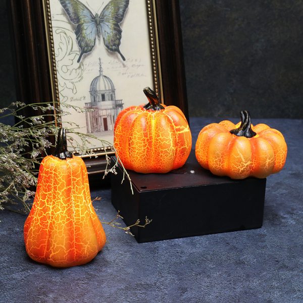 New Halloween Pumpkin Lantern Simulation Pumpkin LED Candle Lamp Resin Luminous Pumpkin - Image 5