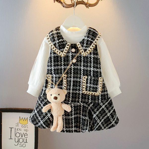 Autumn Girl's Suit Korean Dress Baby Vest Western Style  Two-piece Suit - Image 4