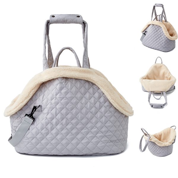 Autumn And Winter Rhombus Korean Style Quilted Pet Portable Single-shoulder Bag Cat Teddy Travel Portable Pet Bag - Image 8