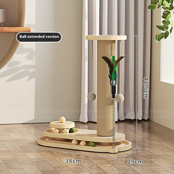 Solid Wood Cat Turntable Scratching Post Durable Toy - Image 9