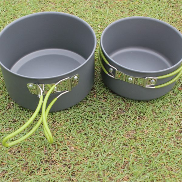 Outdoor Portable Cookware Camping Hiking Picnic Non-stick Cooking Pan Pot Bowl Set for 2-3 Person - Image 2