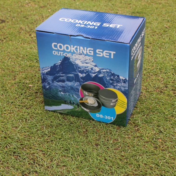 Outdoor Portable Cookware Camping Hiking Picnic Non-stick Cooking Pan Pot Bowl Set for 2-3 Person - Image 5