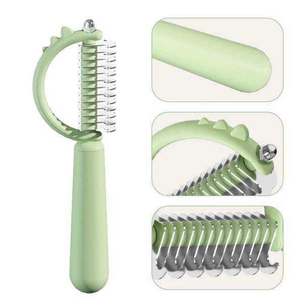 Cat Brush Self Cleaning Slicker Pets Grooming Tool With Cute Dinosaur Shape Double-sided Uses Shedding And Dematting Undercoat - Image 5