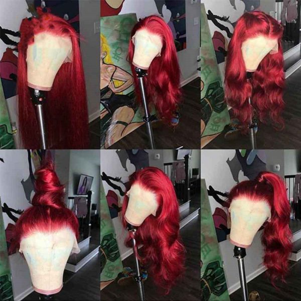 Burgundy Lace Front Human Hair Wigs Red Human Hair Wig - Image 4