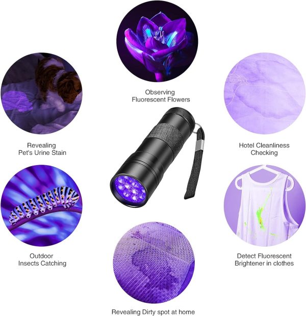 UV Flashlight LED Handheld Blacklight Flashlight Mini Light Torch Detector For Dog Pet Urine Stains Bed Bugs And Scorpions Batteries Not Included - Image 5