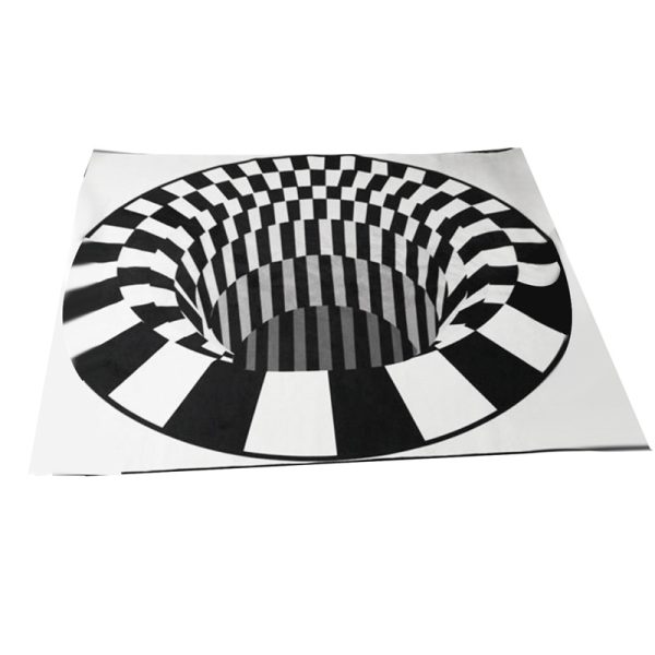 3D Vortex Carpet Black White Grid Bottomless Hole Illusion Rug Living Room Bedroom Anti-Slip Floor Mats Home Fashion Carpet Rugs - Image 8