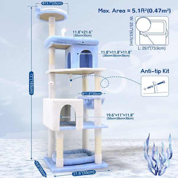 72 Inch Marine Blue Cat Climbing Frame - Image 4