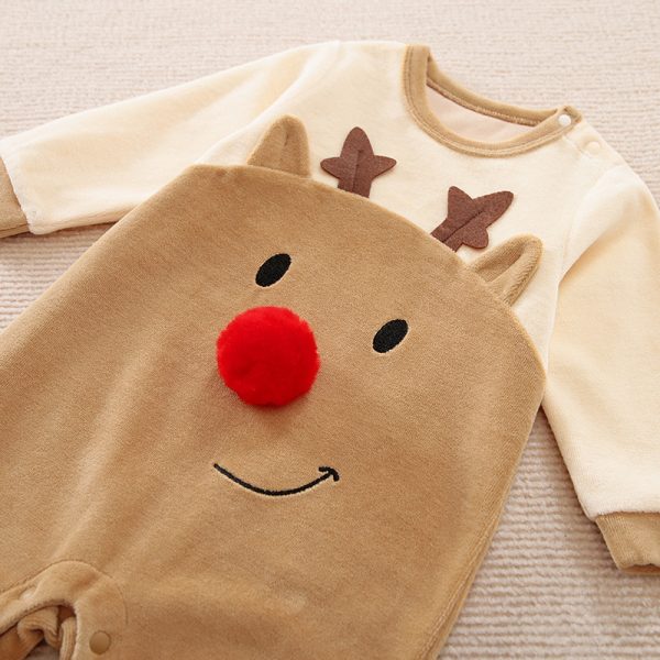 Christmas Fawn Baby One Piece Plush Thick Outfit - Image 2