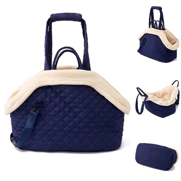 Autumn And Winter Rhombus Korean Style Quilted Pet Portable Single-shoulder Bag Cat Teddy Travel Portable Pet Bag - Image 10