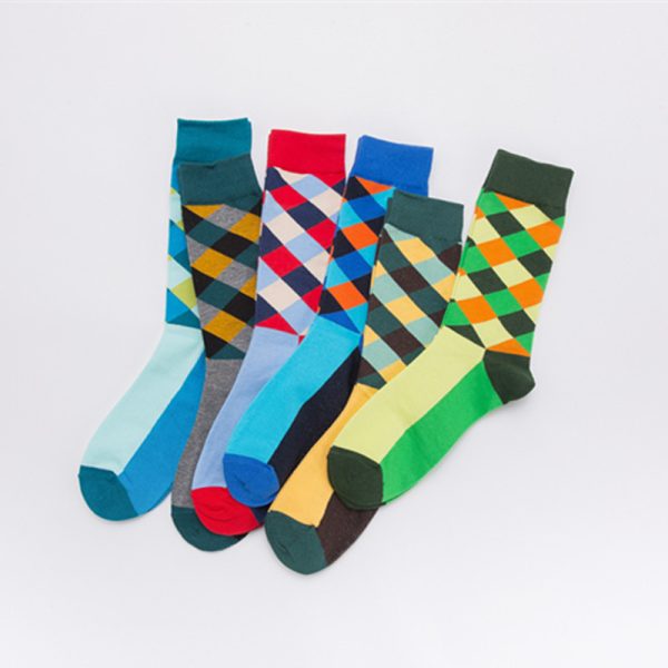 Color Diamond Lattice Men's Mid-calf Length Sock - Image 3