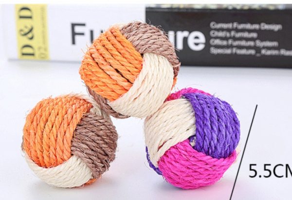 Pet Supplies Cat Toy Three-color Sisal Ball - Image 4