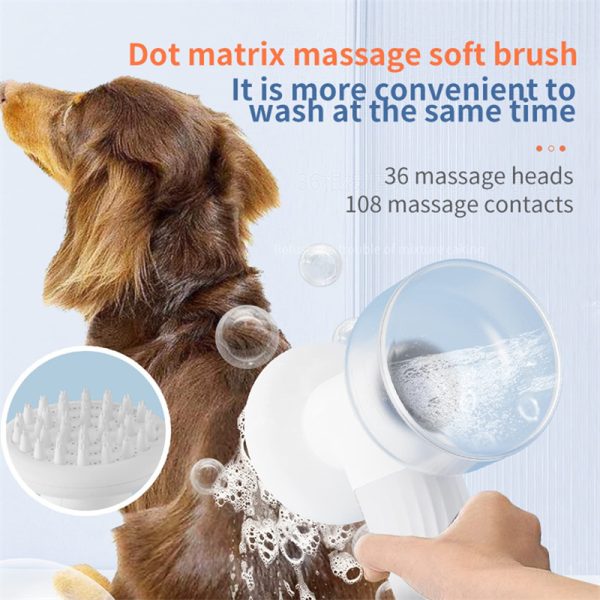 Automatic Foaming Dog Cat Bath Brush Dog Shampoo Brush With Soap Dispenser Electric Pet Grooming Massage Brush Pet Bath Brush Scrubber Comb For Dog Cat Pet Products - Image 5