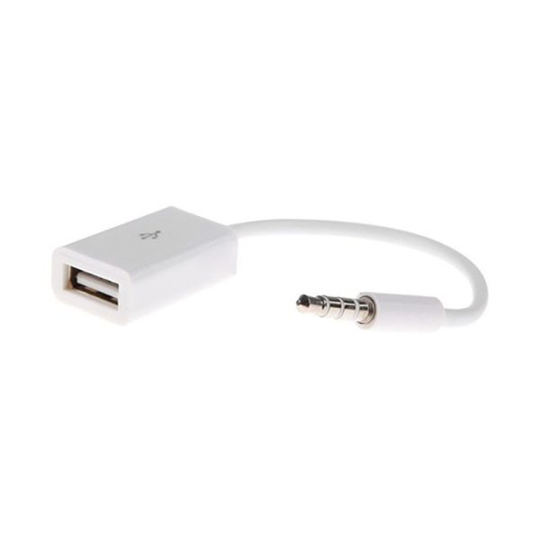 White 3.5mm male AUX audio plug to USB 2.0 Fema jack - Image 4