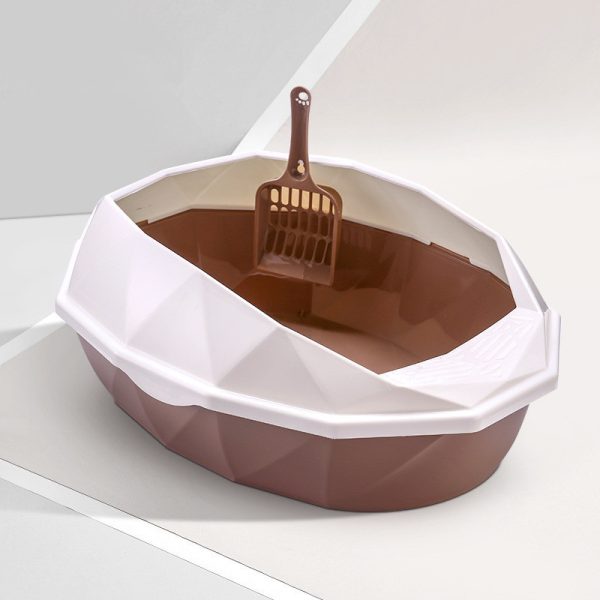 Plastic Anti-sputtering Diamond-shaped Semi-enclosed Cat Litter Box - Image 6