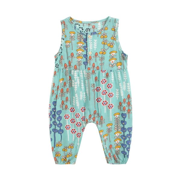 Floral Romper Cotton Long Climbing Newborn Sleeveless Onesie - Image 4