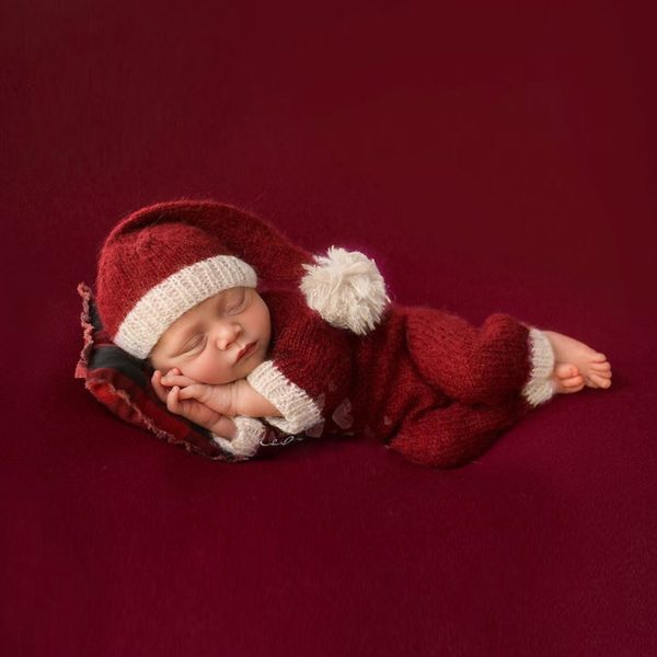 newborn clothing Christmas mohair hat  jumpsuit suit - Image 3