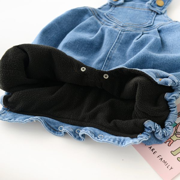 Men's And Women's Baby Soft Stretch And Velvet Thick Denim Overalls - Image 5