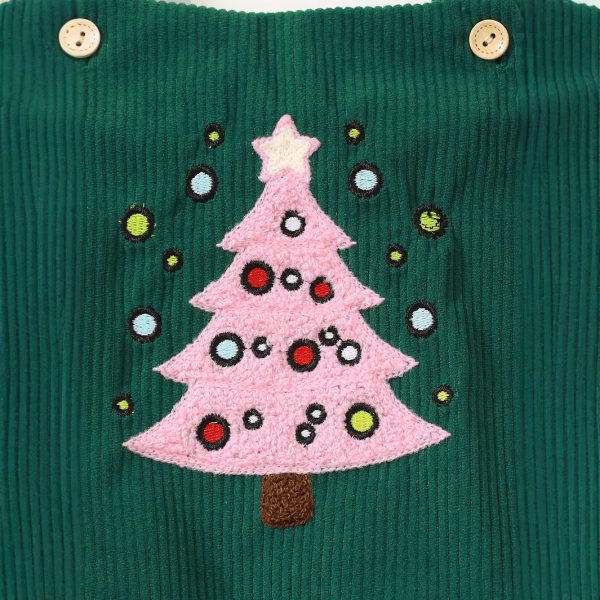 Christmas Corduroy Cute Suspenders Romper - Image 3