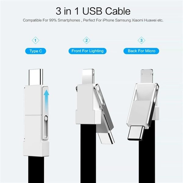 New Micro USB Type-C 3-in-1 Magnet Data Cable