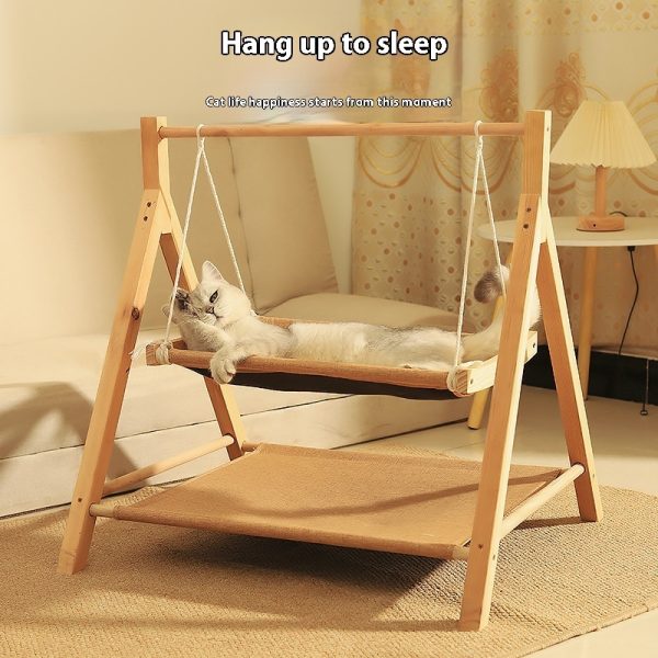 Pet Cat Hammock Double-layer Four Seasons Universal Wooden Cat Nest - Image 4