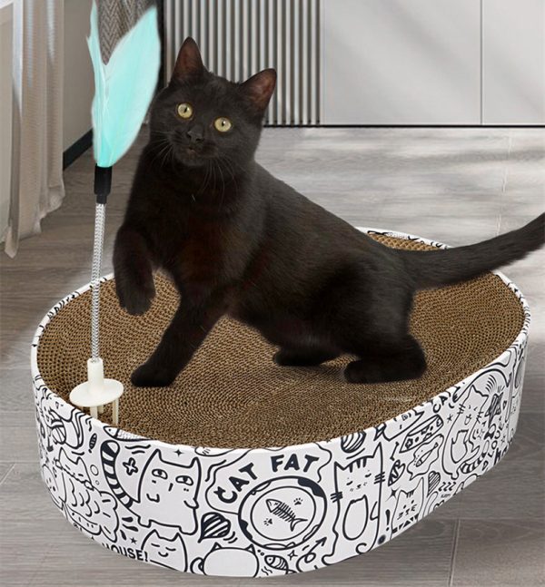 Oval Cat Scratch Board Nest Corrugated Paper Cat Scratch Toy - Image 6