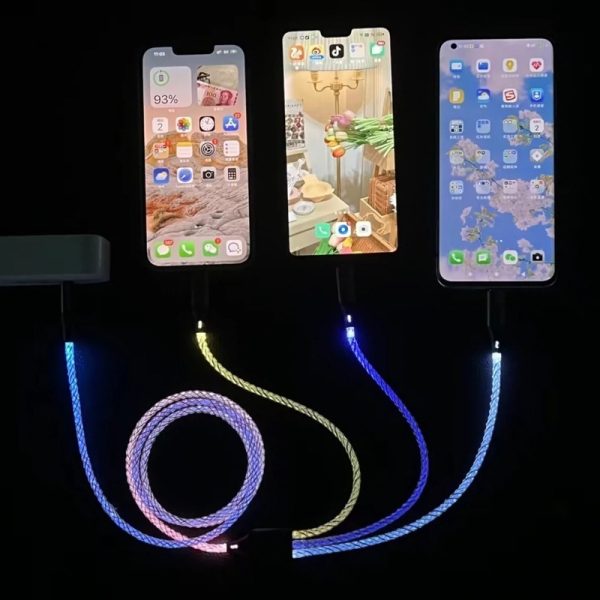 One-to-three Luminous Fast Charging RGB Data Cable - Image 3