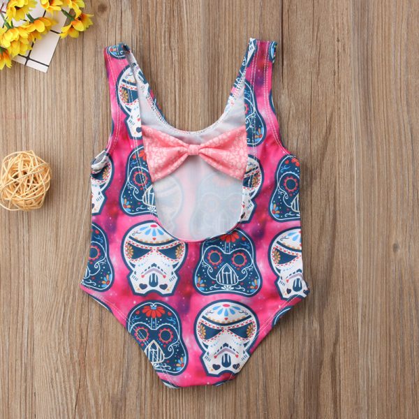 Girls Bikini Cartoon Skull Pattern Swimsuit