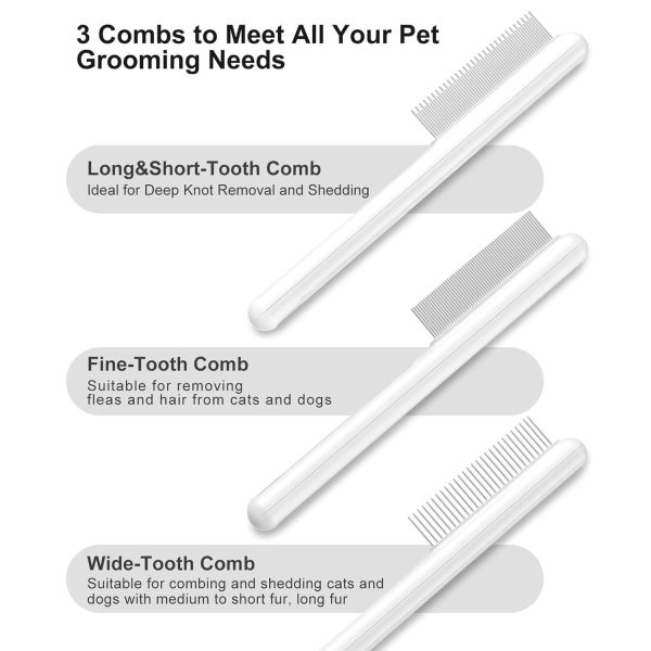 Cat Combs Rounded Stainless Steel Teeth Smooth Tips For Removing Loose Hair Pet Massage Tool For Long Short-Haired Pets Removing Flea And Lice Suitable For Cats - Image 6