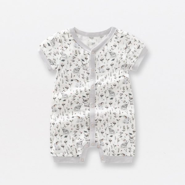 Bamboo Fiber Baby Jumpsuit Short Sleeve Thin Onesie - Image 7