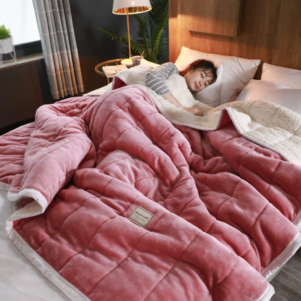 Fleece Blankets And Throws Thick Warm Winter Blankets Home Super Soft Duvet Luxury Solid Blankets On Twin Bedding - Image 3