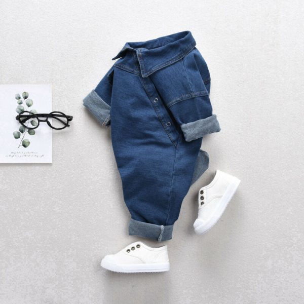 Children's Personalized Patch Pocket Denim One-piece - Image 2