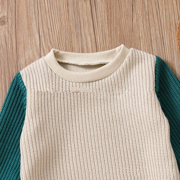 Infant Neutral Men's And Women's Green Brown Color Matching Sweater - Image 4