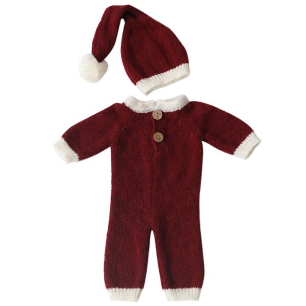 newborn clothing Christmas mohair hat  jumpsuit suit - Image 2