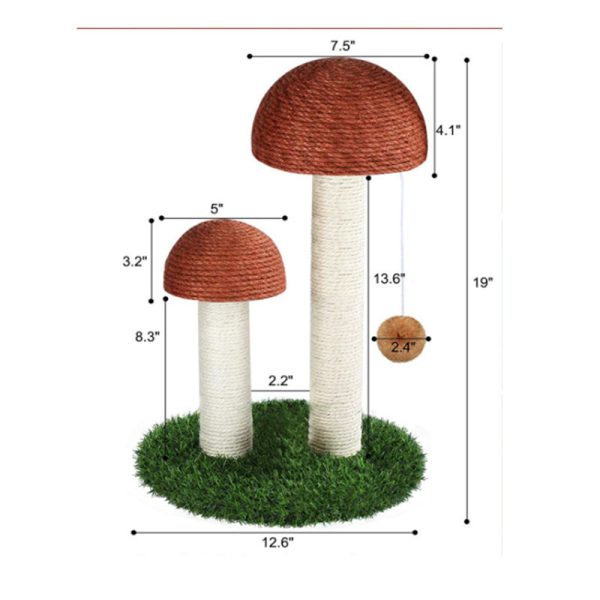 Natural Linen Mushroom Cat Scratch Post - Image 3