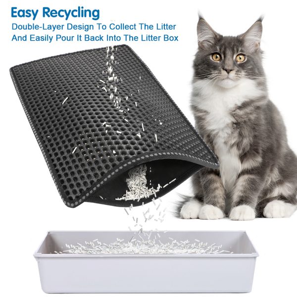 Double Rice Grain Cat Litter Mat, Cat Litter Cleaning Pad, Cat Litter Box Mat, Splash Guard Filter Mat - Image 5