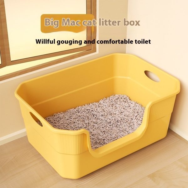 Oversized Splash-proof Cat Litter Box Oversized Open Semi-closed Cat Toilet - Image 2