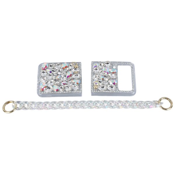 Flip Smart Phone Glitter Case with Chain PC Anti Fall Easy To Install Flip Phone Glitter Sparkle Case for Z Flip 4