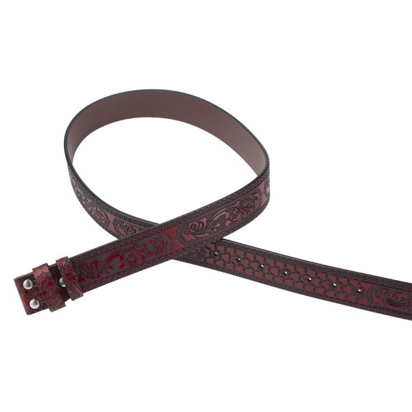 Embossed Belt Without Buckle Smooth Leather Belt - Image 5