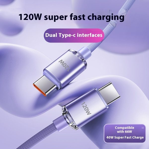 120W Fast Charge 6A Double USB Type-C Cable