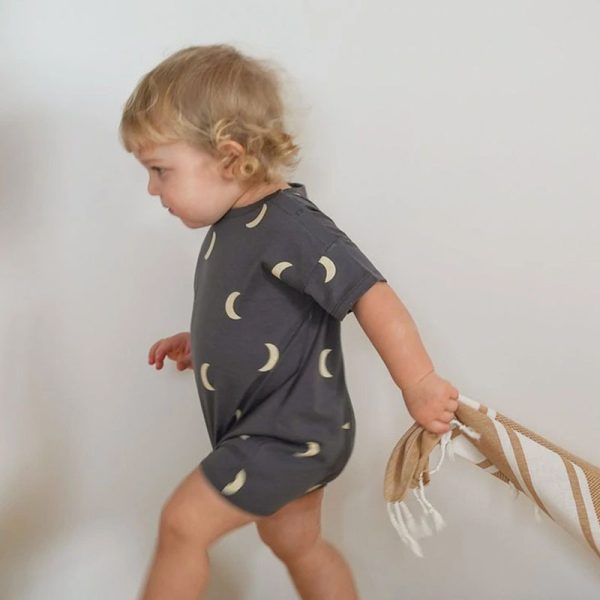 Baby Cotton Summer Crooked Moon Jumpsuit Romper - Image 3