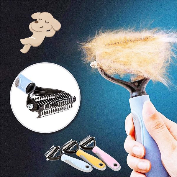 Stainless Double-sided Pet Brush Hair Removal Comb Grooming Dematting Dog Grooming Shedding Tools - Image 2