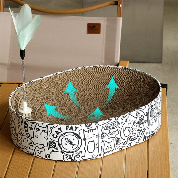 Oval Cat Scratch Board Nest Corrugated Paper Cat Scratch Toy - Image 5