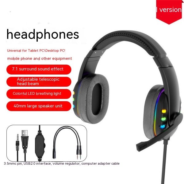 Headset Game Headset With LED Breathing Light Microphone - Image 5