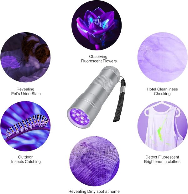 UV Flashlight LED Handheld Blacklight Flashlight Mini Light Torch Detector For Dog Pet Urine Stains Bed Bugs And Scorpions Batteries Not Included - Image 7