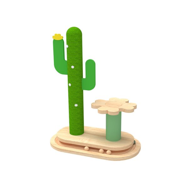 Cactus Cat Toy Wheel Grab Pillar Solid Wood - Image 6