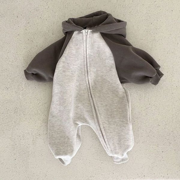 Baby Jumpsuit Zipper Hooded Fleece Sweater - Image 3