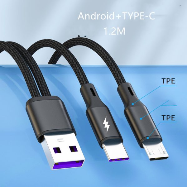 Two In One Data Cable One In Two Charging Cable Fast Charging 5A Cable - Image 5