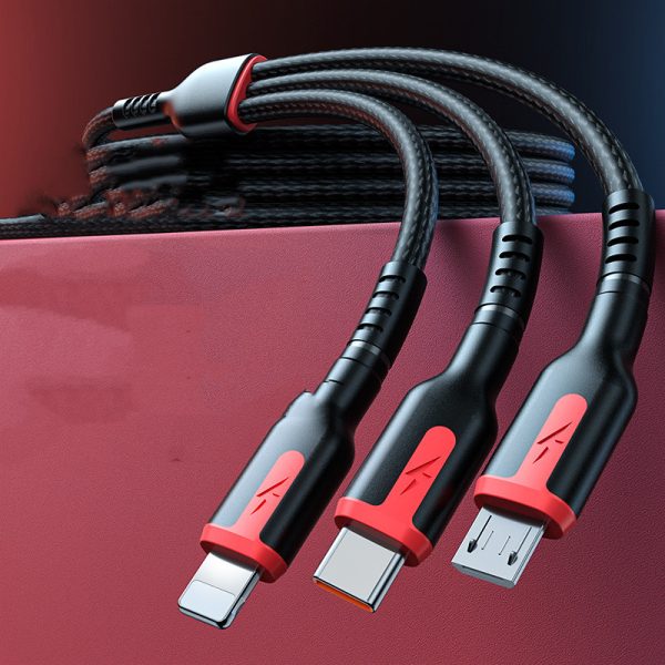 Fast Charge Data Cable One Drag Three 66W Braided USB - Image 2