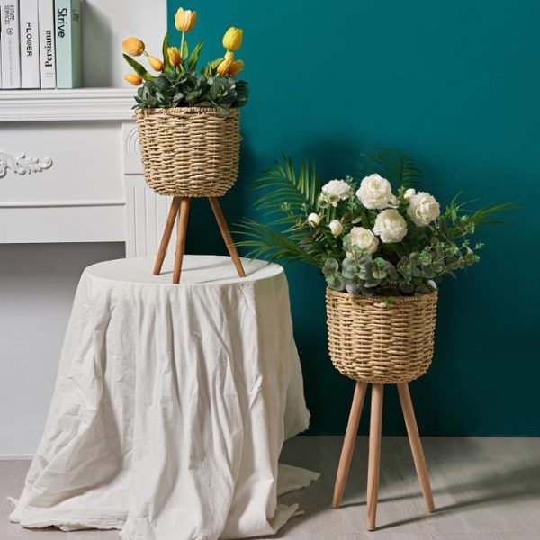 Floor - standing flowerpot straw furniture - Image 3