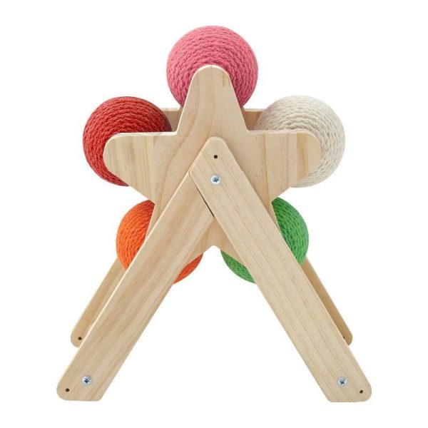 Solid Wood Standing Cat Catching Ball Toy - Image 6